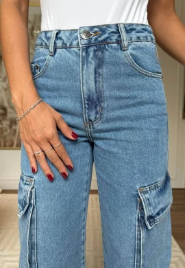 CALÇA WIDE LEG CARGO FEMININA LUNA - COSH JEANS - Jeans