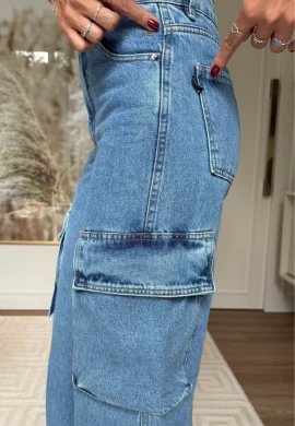 CALÇA WIDE LEG CARGO FEMININA LUNA - COSH JEANS - Jeans