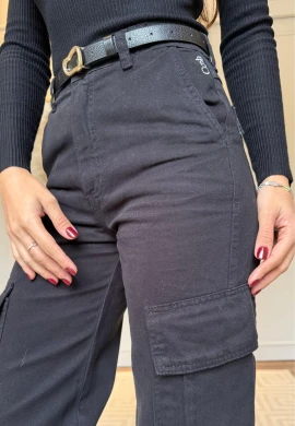CALÇA WIDE LEG CARGO JESSICA - COSH JEANS - Preto