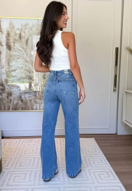CALÇA WIDE LEG FEMININA ALICE  COSH JEANS - Jeans claro