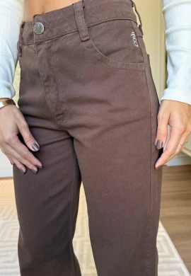 CALÇA WIDE LEG FEMININA BARBARA - COSH JEANS - Marrom