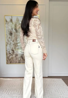 CALÇA WIDE LEG FEMININA BEATRIZ - COSH JEANS - Off white