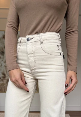CALÇA WIDE LEG FEMININA BEATRIZ LONGA - COSH JEANS - Off white