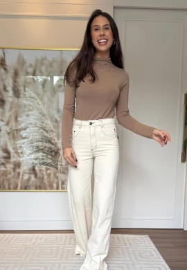 CALÇA WIDE LEG FEMININA BEATRIZ LONGA - COSH JEANS - Off white