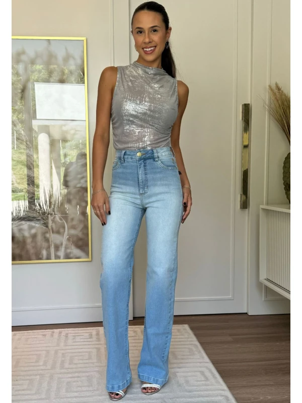 CALÇA WIDE LEG FEMININA CARLA - COSH JEANS - Jeans claro