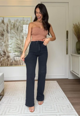 CALÇA WIDE LEG FEMININA CARLA - COSH JEANS - Preto