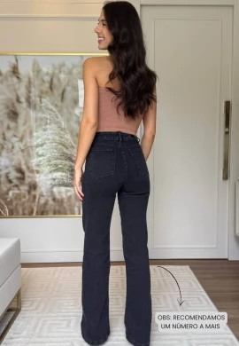 CALÇA WIDE LEG FEMININA CARLA - COSH JEANS - Preto