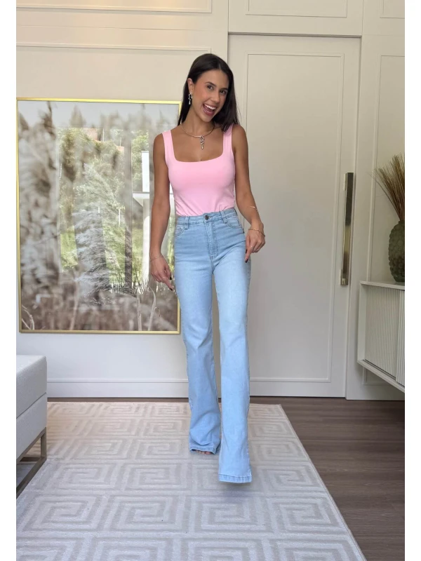 CALÇA WIDE LEG FEMININA CARLA LONGA - COSH JEANS - Jeans claro