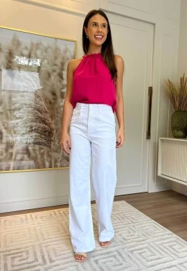CALÇA WIDE LEG FEMININA LILY - COSH JEANS - Branco