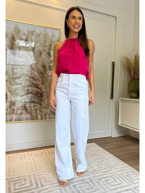 CALÇA WIDE LEG FEMININA LILY - COSH JEANS - Branco