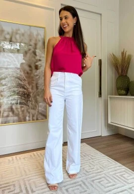 CALÇA WIDE LEG FEMININA LILY - COSH JEANS - Branco
