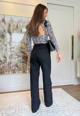 CALÇA WIDE LEG FEMININA LILY - COSH JEANS - Preto