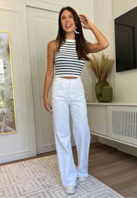 CALÇA WIDE LEG FEMININA MAITE - COSH JEANS - Branco