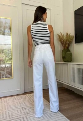 CALÇA WIDE LEG FEMININA MAITE - COSH JEANS - Branco