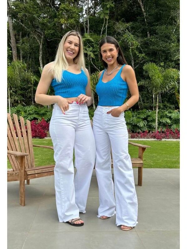 CALÇA WIDE LEG FEMININA MAITE - COSH JEANS - Branco