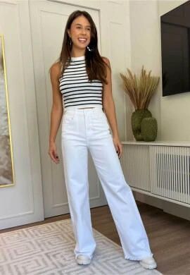 CALÇA WIDE LEG FEMININA MAITE - COSH JEANS - Branco