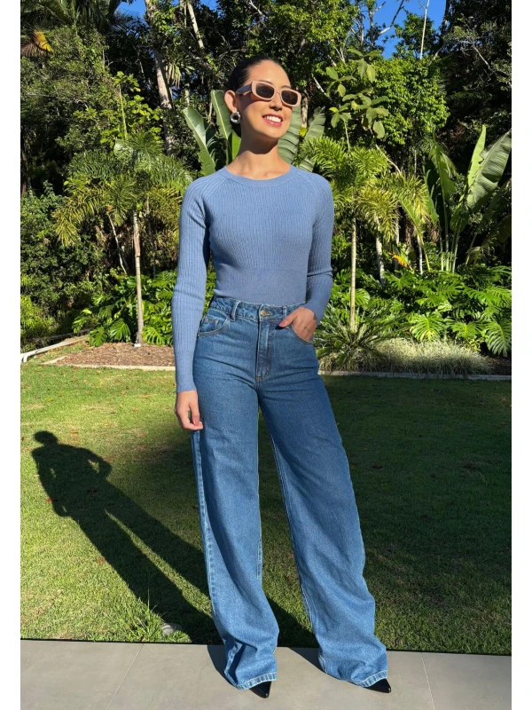 CALÇA WIDE LEG FEMININA NANDA LONGA - COSH JEANS - Jeans