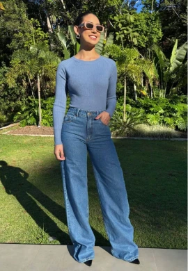 CALÇA WIDE LEG FEMININA NANDA LONGA - COSH JEANS - Jeans
