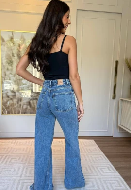 CALÇA WIDE LEG FEMININA NANDA LONGA - COSH JEANS - Jeans medio