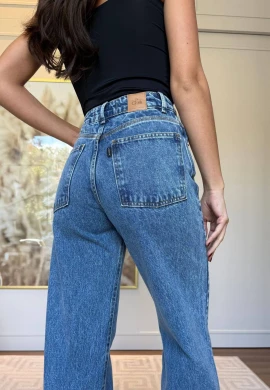 CALÇA WIDE LEG FEMININA NANDA LONGA - COSH JEANS - Jeans medio