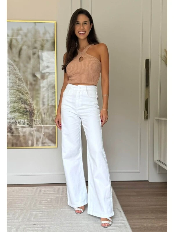 CALÇA WIDE LEG FEMININA REBECA - COSH JEANS - Branco
