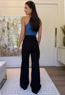 CALÇA WIDE LEG FEMININA REBECA - COSH JEANS - Preto