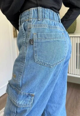 CALÇA WIDE LEG INFANTIL FEMININA LAIS - Jeans