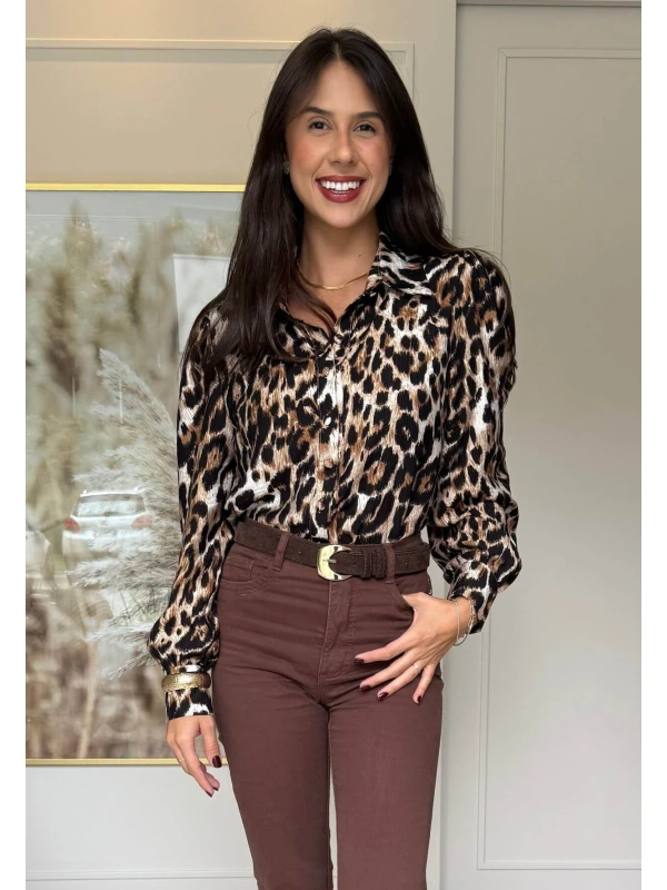CAMISA ANIMAL PRINT SUIANE - COSH JEANS - Onça
