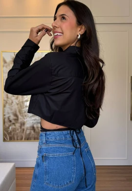 CAMISA CROPPED ELISA - COSH JEANS - Preto
