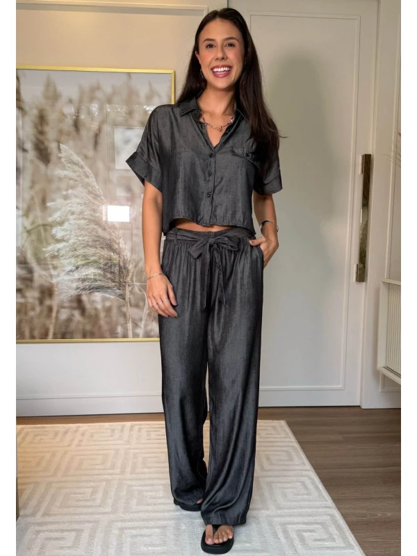 CAMISA CROPPED FEMININA BETE - COSH JEANS - Preto