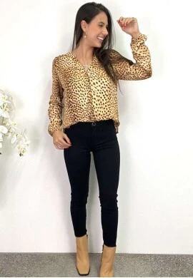CAMISA DE ONÇA FEMININA FLOR DE LIS  COSH JEANS - Onça