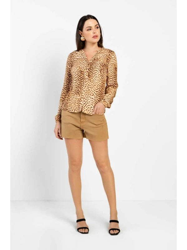 CAMISA DE ONÇA FEMININA FLOR DE LIS  COSH JEANS - Onça