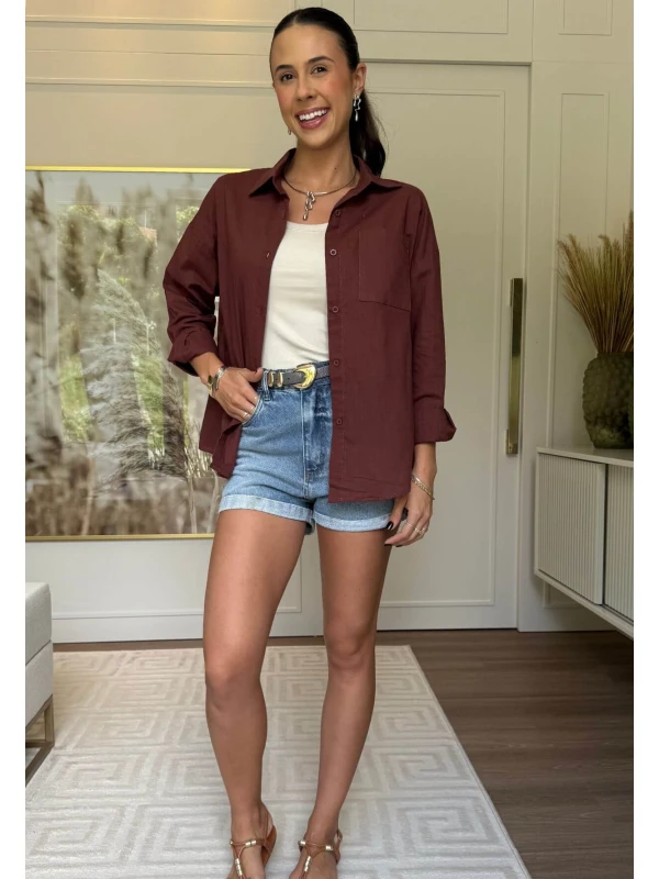 CAMISA FABRICIA - COSH JEANS - Bordo