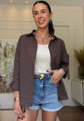 CAMISA FABRICIA - COSH JEANS - Marrom