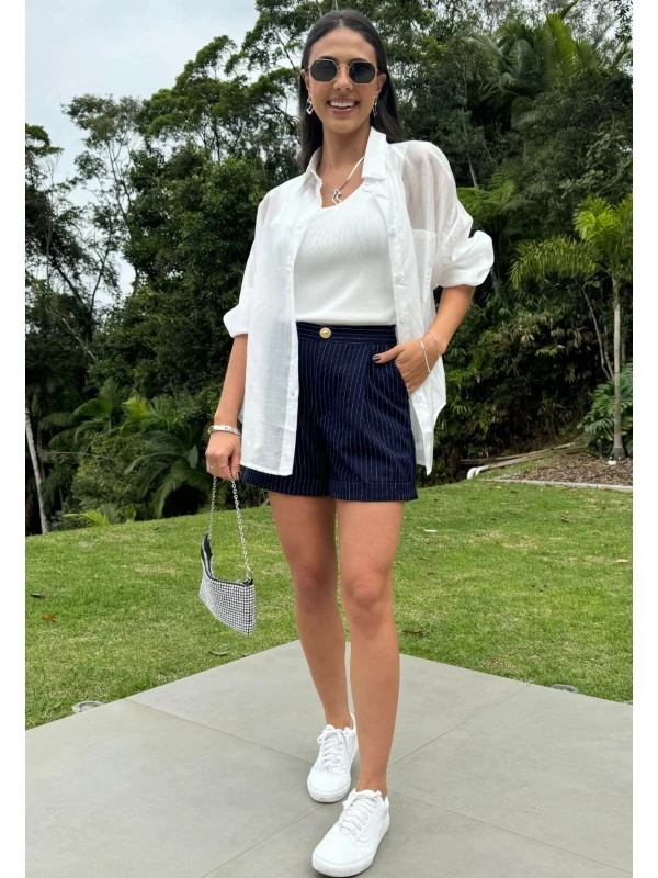 CAMISA FEMININA ACETINADA - COSH - Branco
