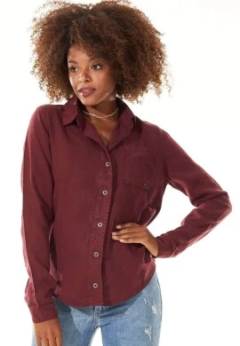 CAMISA FEMININA CLÁSSICA - Bordo