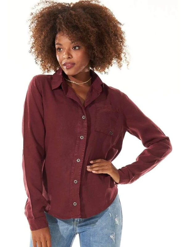 CAMISA FEMININA CLÁSSICA - Bordo