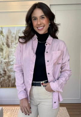 CAMISA FEMININA CLÁSSICA - Rosa quartzo