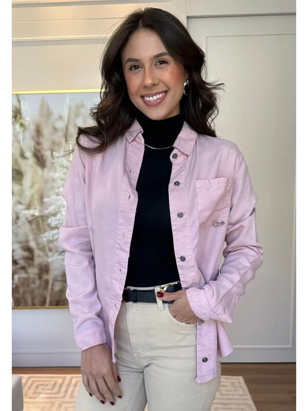 CAMISA FEMININA CLÁSSICA - Rosa quartzo
