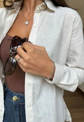 CAMISA FEMININA DE LINHO - COSH JEANS - Natural