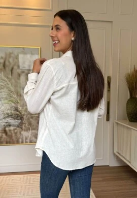 CAMISA FEMININA DE LINHO - COSH JEANS - Natural