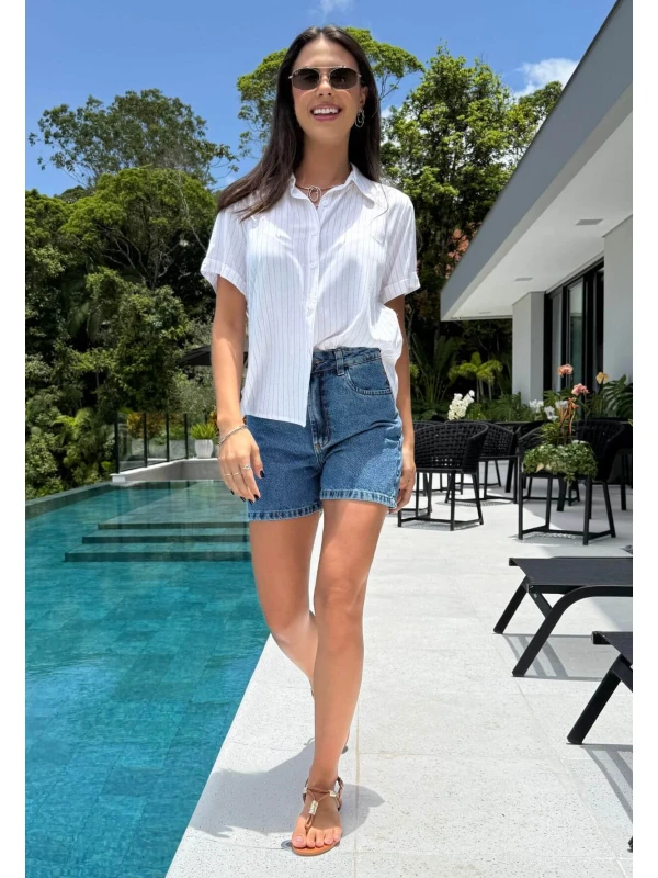 CAMISA FEMININA DE LISTRAS - COSH JEANS - Rose