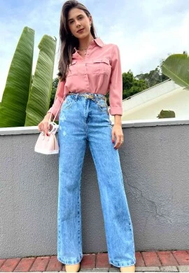 CAMISA FEMININA MANGA LONGA  COSH JEANS - Rose