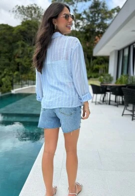 CAMISA FEMININA MANGA LONGA MICHELE - COSH JEANS - Azul