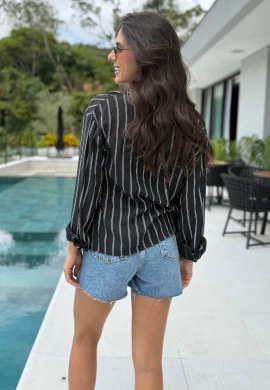 CAMISA FEMININA MANGA LONGA MICHELE - COSH JEANS - Preto