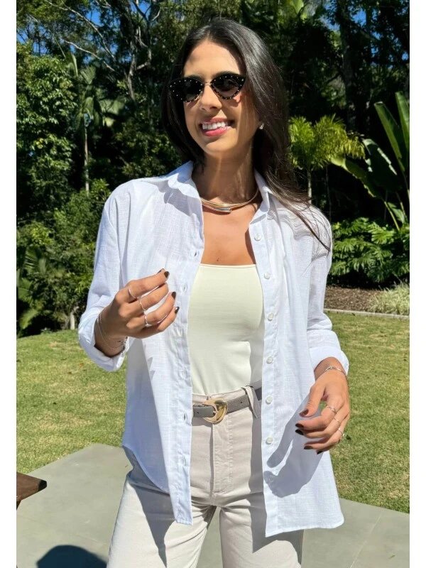 CAMISA FEMININA OVERSIZED JULIA - COSH JEANS - Branco