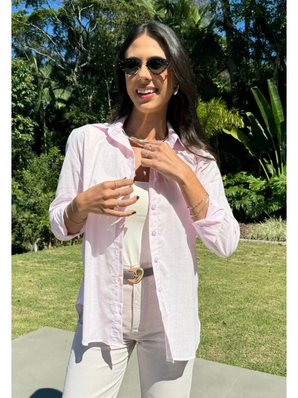 CAMISA FEMININA OVERSIZED JULIA - COSH JEANS - Rosa