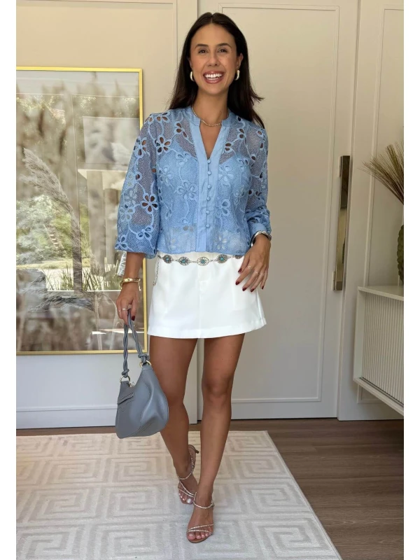 CAMISA JENI RENDADO - COSH JEANS - Azul