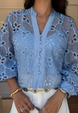 CAMISA JENI RENDADO - COSH JEANS - Azul