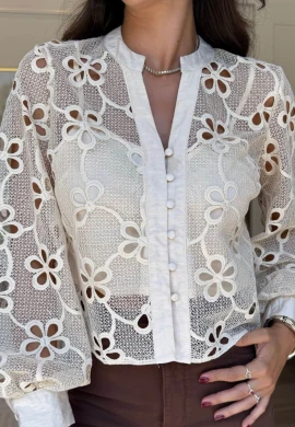CAMISA JENI RENDADO - COSH JEANS - Creme